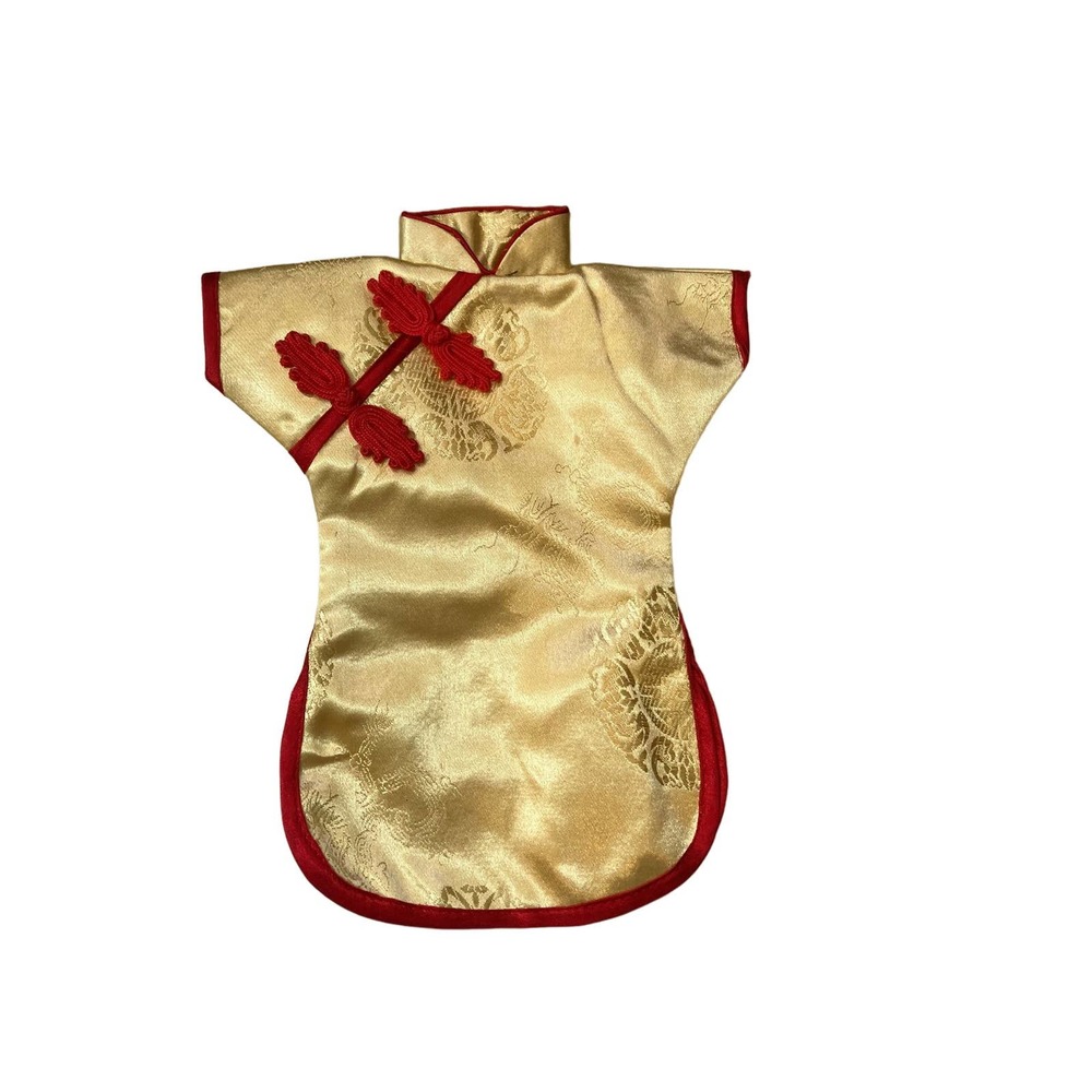 Gold & Red Asian Cheongsam Wine Bottle Cover